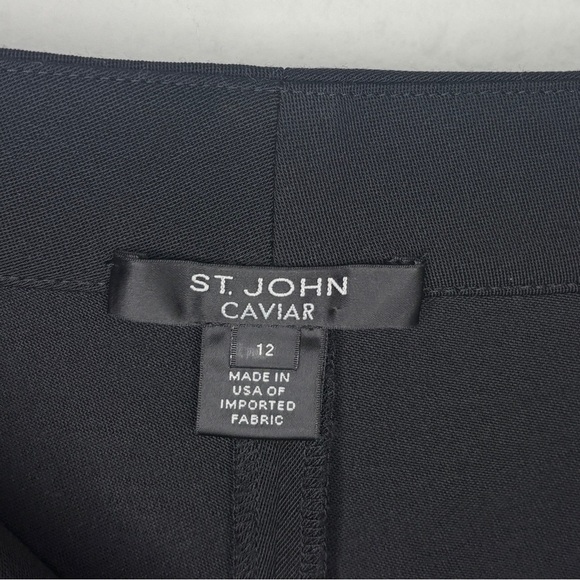 St. John Caviar Black Trouser Pants Size 12 Career - Picture 6 of 7